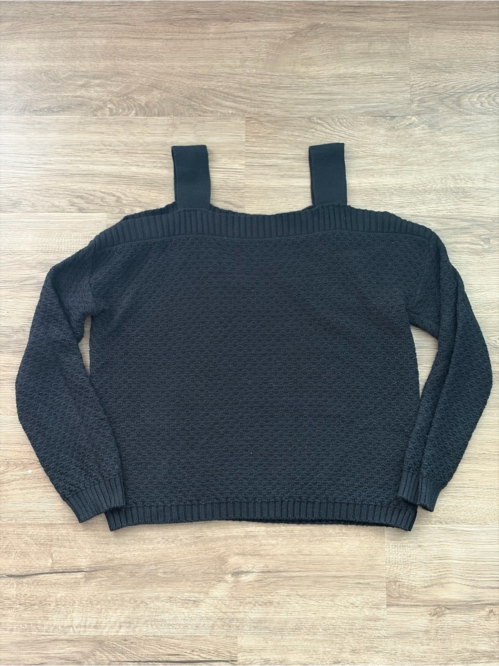 Y2K SO Black Off-The-Shoulder Knit Sweater Size M